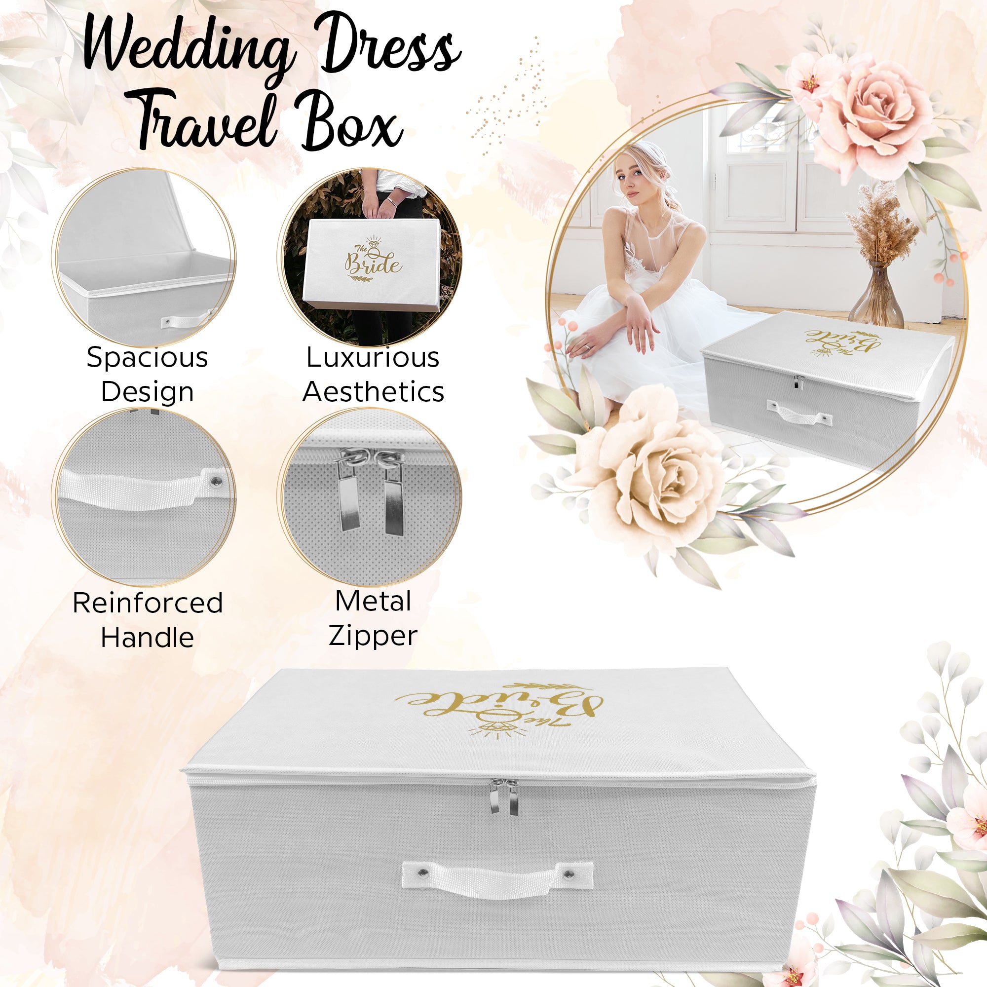 Personalised White Wedding Dress Cover Bag Travel Storage box