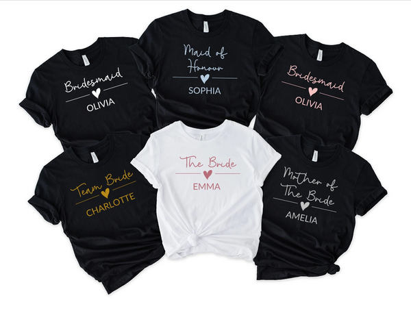 HEART THEME Personalised Hen Do T Shirts